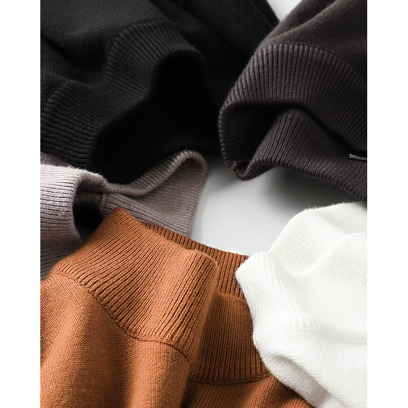 Semi-turtleneck sweater Male round neck couple solid color cardigan Korean version of the trend sweater base shirt Medium turtleneck sweater