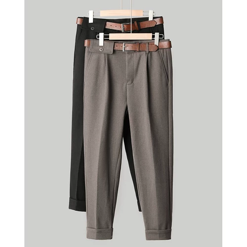 Шерстяные демисезонные зимние флисовые штаны для отдыха, свободный прямой крой, увеличенная толщина