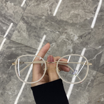 Anti-blue light round frame glasses female retro round face mesh red ins vegan slim spectacle frame with nearsighted man