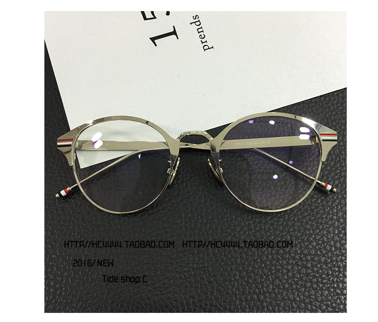 Kính đỏ với gọng kính tròn kim loại gọng kính tròn nữ văn học phẳng kính nữ retro kính gọng kính - Kính khung kính lọc ánh sáng xanh