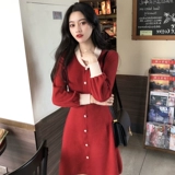 Праздничнное длинное трикотажное шерстяное платье, в стиле Шанель, длина миди