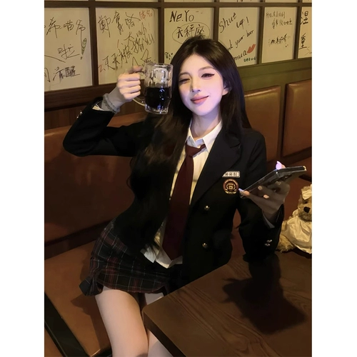 Дисней, студенческая юбка в складку, платье, комплект, в корейском стиле