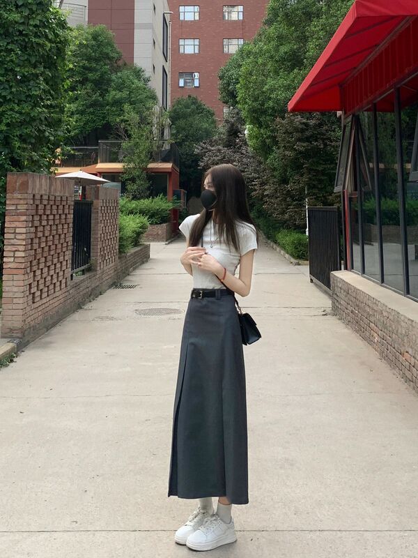 Van Buren Tall Women's Long Skirt That Covers the Belly, Extra-Long to the Ankles, with a Draping Effect, Suitable for Pear-Shaped Body Types, Elongating the Figure