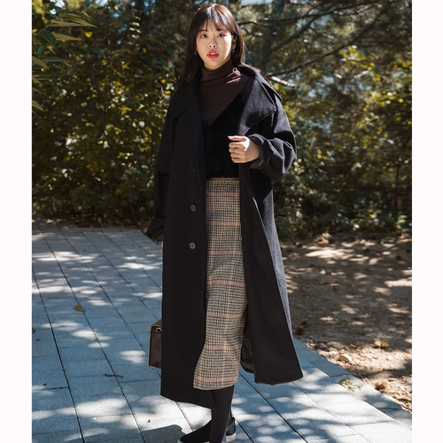 Длинное демисезонное шерстяное пальто, коллекция 2023, в корейском стиле, увеличенная толщина