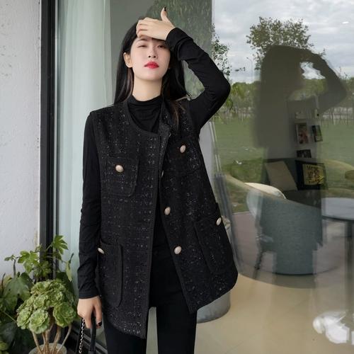 Пони, весенний осенний жилет, плетеная куртка, в корейском стиле, V-образный вырез, свободный крой