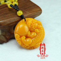  Topaz Pixiu pendant Jade fortune rolling Lucky evil spirits holding ball pendant chain safety buckle necklace