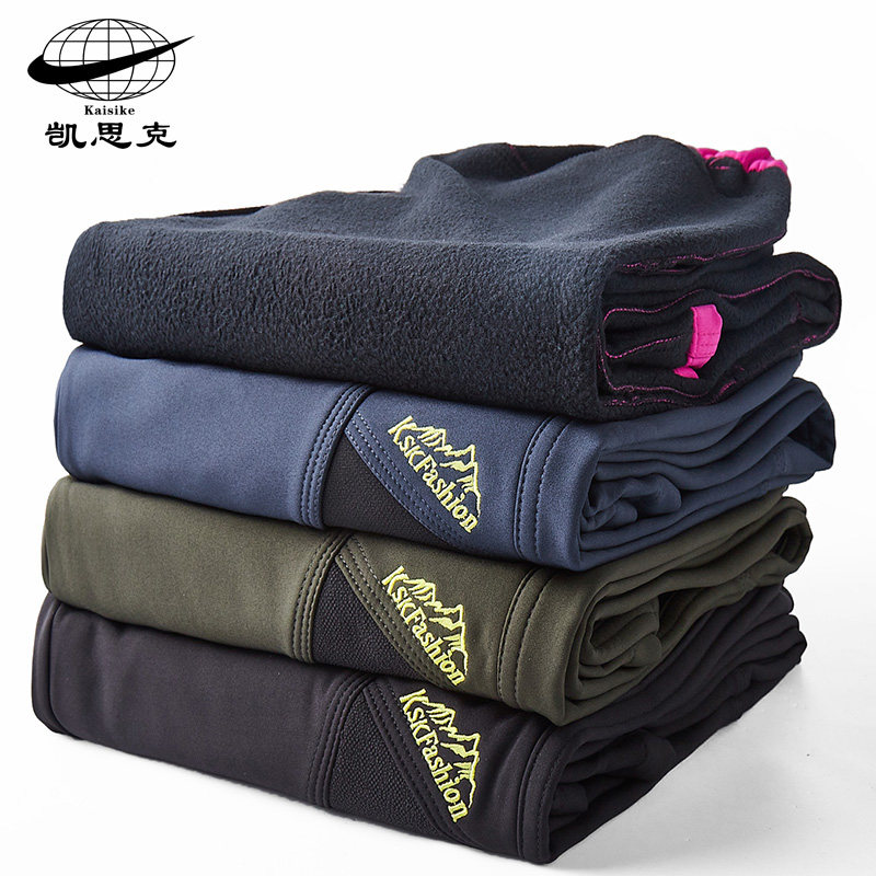 Fall and Winter Outdoor Pants Men Walking Mountains Woman Thick-plus-plus trousers Waterproof and Warm Shell Soft Shirts