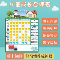 Children Growth Self-discipline Table Good Habit Formation Behavior Play Card Program Elementary School Students Record Time Management