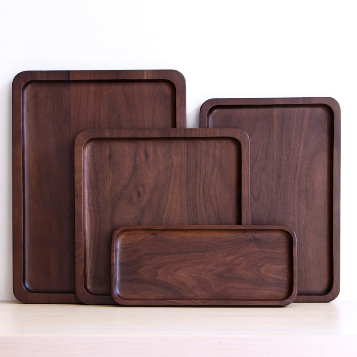 New Japanese high-grade black walnut large tea tray rectangular dinner tray snack tray saucer solid wood tray