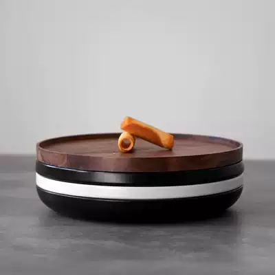 Miyake Family original simple frosted ceramic black matte disc Single retro dinner plate Western food plate Steak flat plate