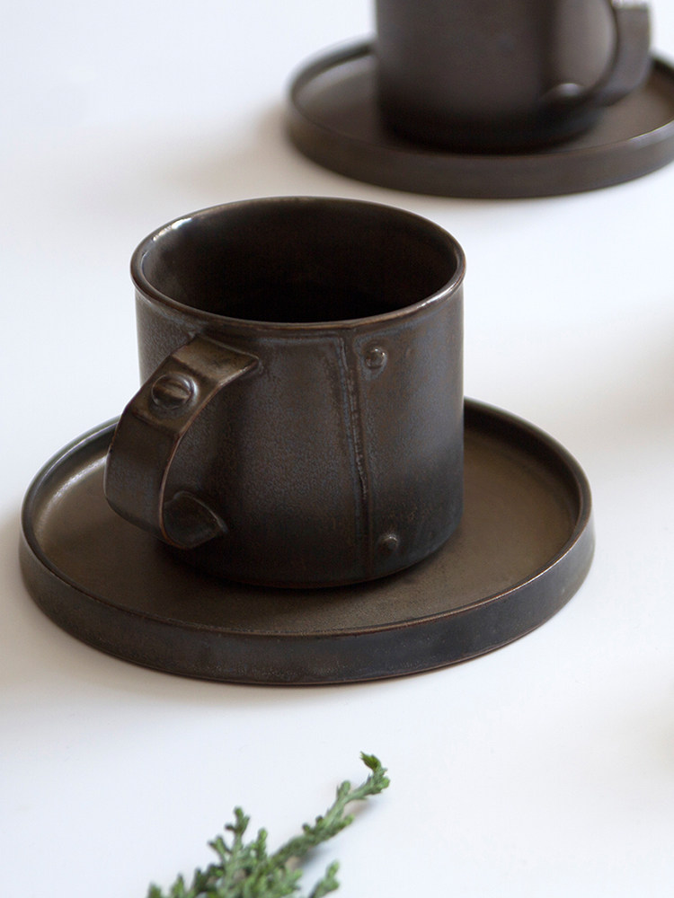 Very home coffee cup Black metal glaze Cappuccino coffee cup Italian original coffee cup handmade cup