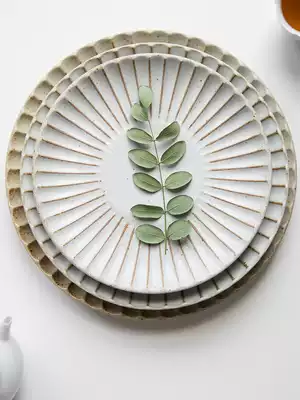 Miyake family Japanese handmade coarse pottery flat plate fruit plate Jingdezhen household Zen Kung Fu tea dry tea plate Salad plate