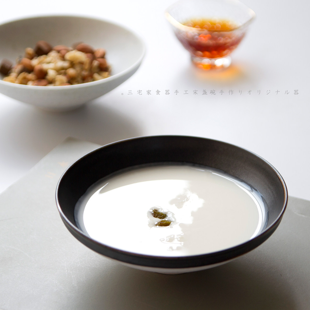 Original Design Handmade Black Ceramic Large Tea Bowl Rag Tea Bowl Sweet bowl Zen Vegetarian Bowl of Song and Bamboo Bowl