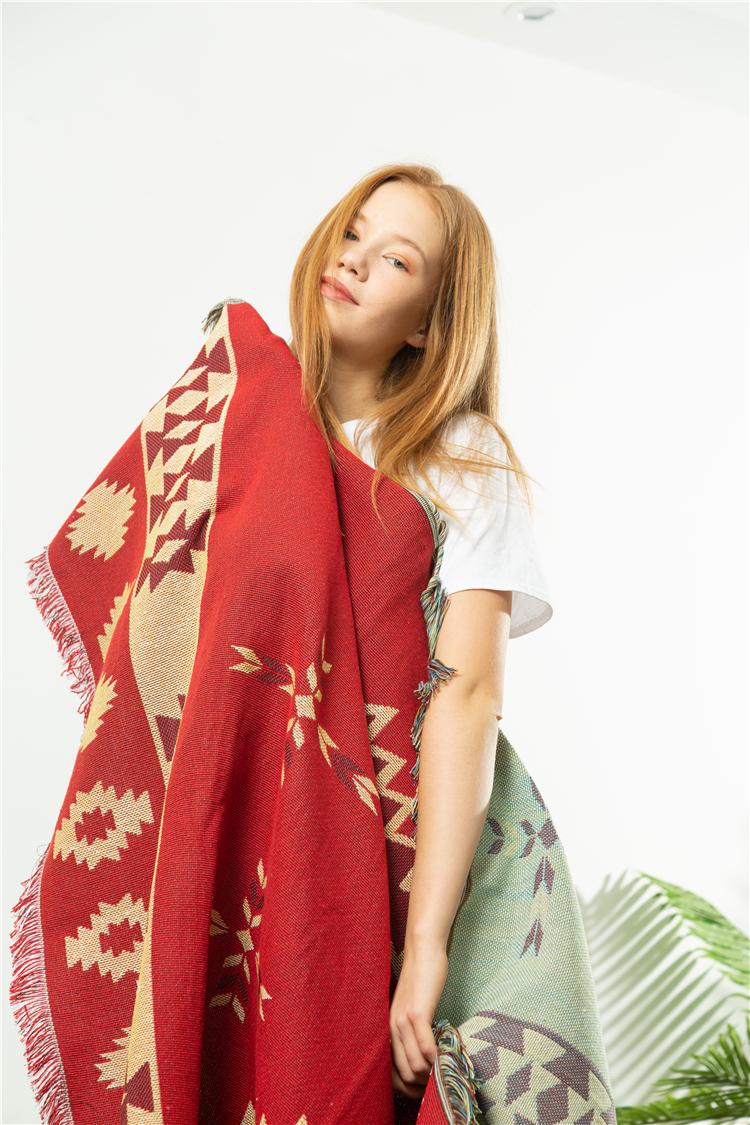 Tây Ban Nha thảm đỏ chăn VINTAGE trang trí Bohemian pop giải trí chăn chăn giường và bữa sáng sofa chăn - Ném / Chăn mền nhung cao cấp