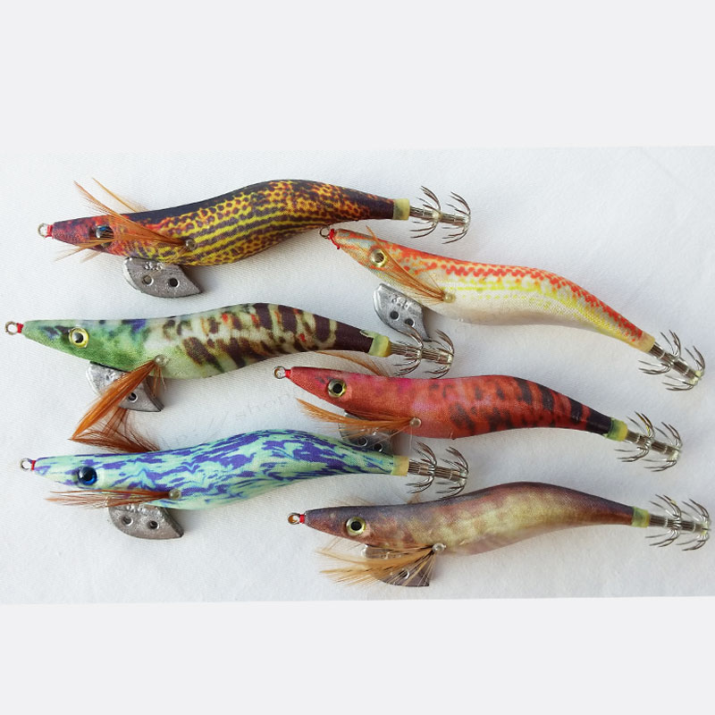 Squid hook high imitation wooden shrimp 3 5 squid shrimp bait Squid shrimp hook fishing squid counterweight shrimp