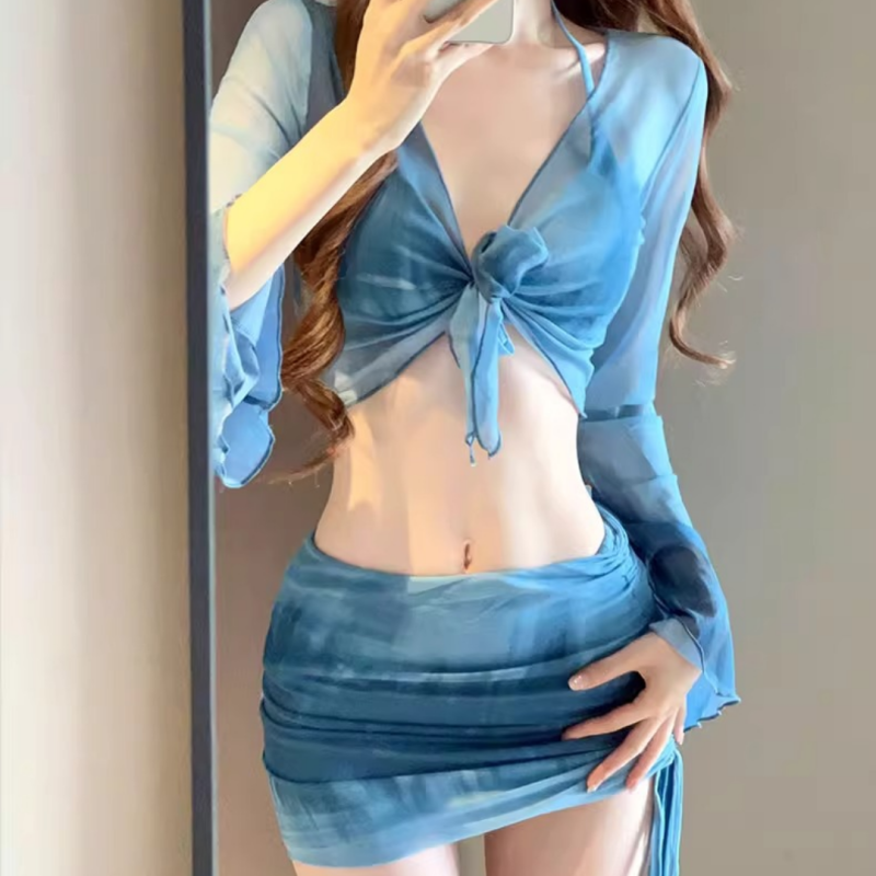 Swimwear, sexy split set, high-end, 3 piece set, internet celebrity