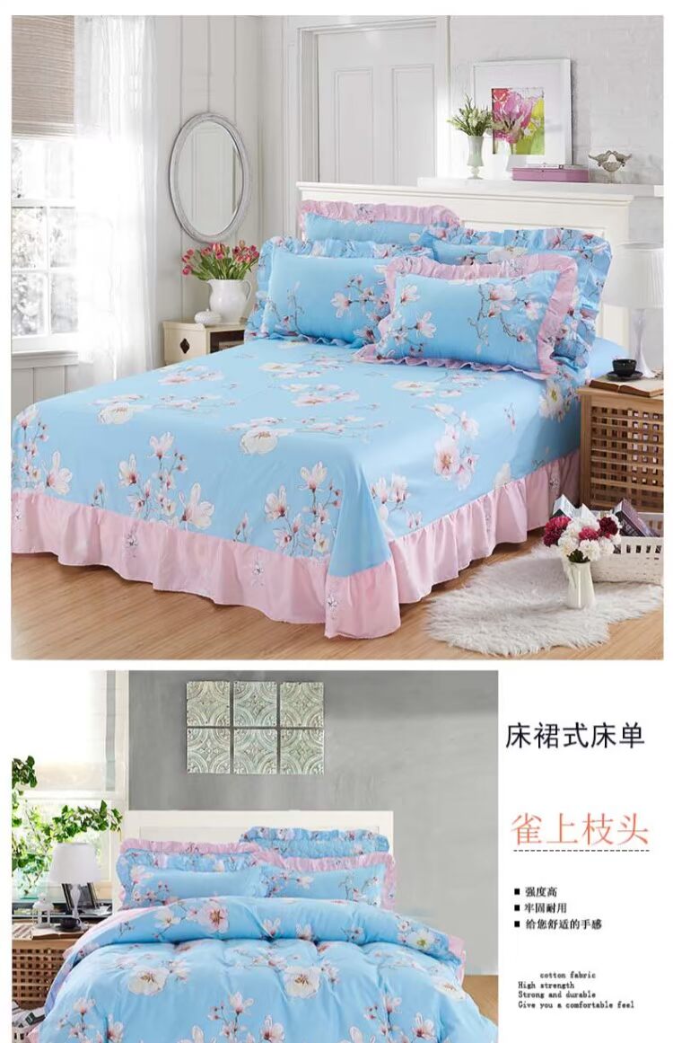 Hàn Quốc bông váy ren bông giường Khăn trải giường trong một mảnh xù 1.5 / 1.8 / 2.0 m đúp - Khăn trải giường bộ ga giường cute