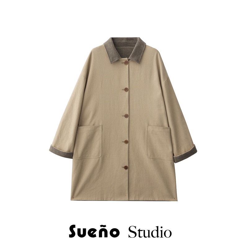 Sueno Studio 2026Aw Imported Mulberry Silk Cotton Blended Fabric Reversible Windbreaker Jacket Sueno Studio 2026Aw Imported Mulberry Silk Cotton Blended Fabric Reversible Windbreaker Jacket
