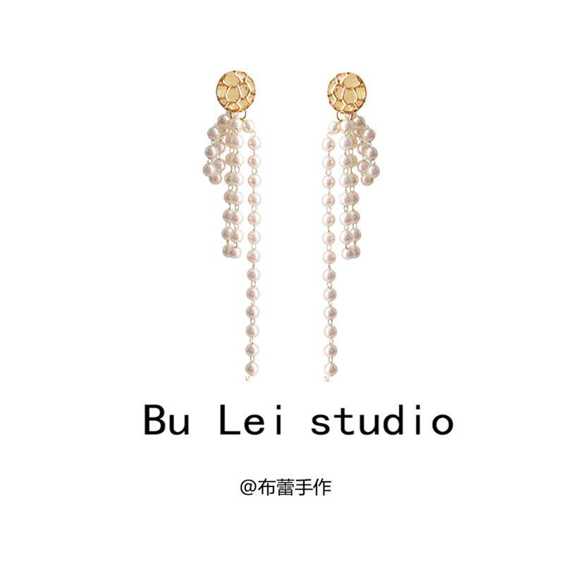 The temperament stream of long pearl Ins Wind Korea 2020 new tide 925 silver ear ear clamp earrings