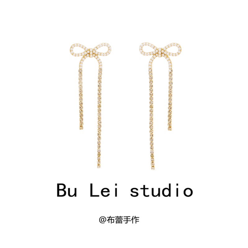 Butterfly Knots Soft-girl JAPAN-JAPAN EAR DECORATION WITHOUT EARBUDS WITH EAR CLIP WOMEN'S WATER DRILL 925 SILVER EAR NAIL SHINY STONES ORIGINAL JUKU