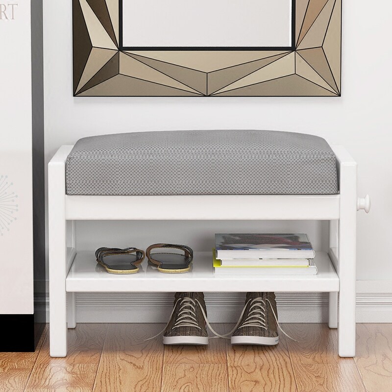 Changing shoes stool solid wood cloth art test shoe short stool brief modern shoe changing shoes den storage sofa stool Euro style fields wear a shoe stool