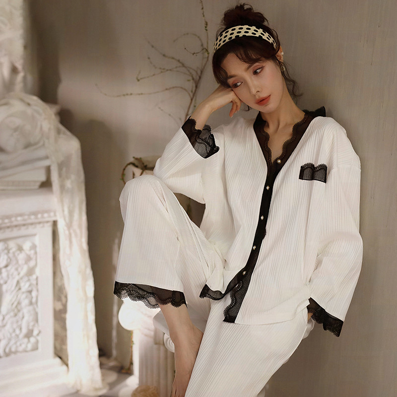 Women's pajamas spring and autumn long-sleeved 2023 new cotton summer thin section can be worn outside summer cotton home service suit