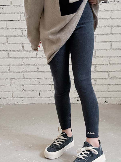 女童裤子春装外穿儿童纯棉磨毛打底裤春季宝宝洋气紧身黑长裤春天