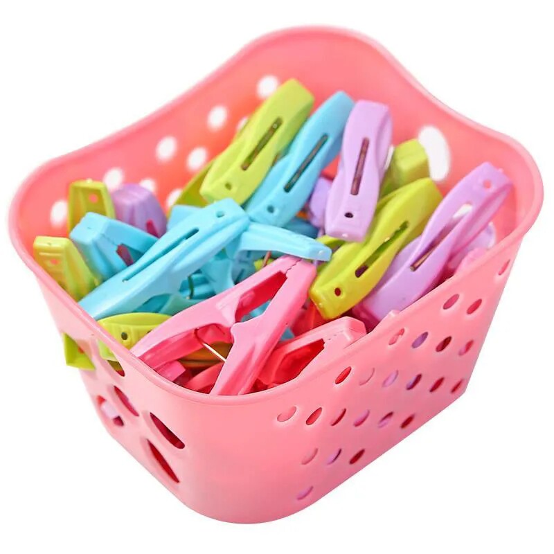 30 Pack windproof clip clothes clip underwear socks plastic clip with storage basket multifunctional clothes drying clip