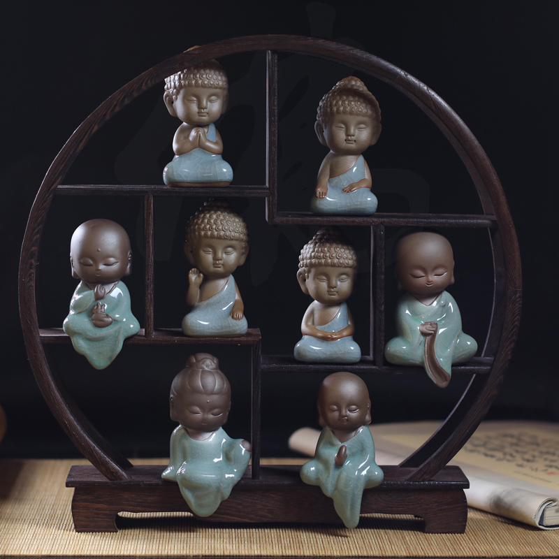 Fine purple sand ice crack young monk tea pet tea set accessories home micro landscape indoor bonsai animal ornaments