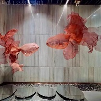 Modern Chinese Goldfish Aerial Hanging Soft Pendant Creative Metal Mesh Mall Hotel Opening Art Deco