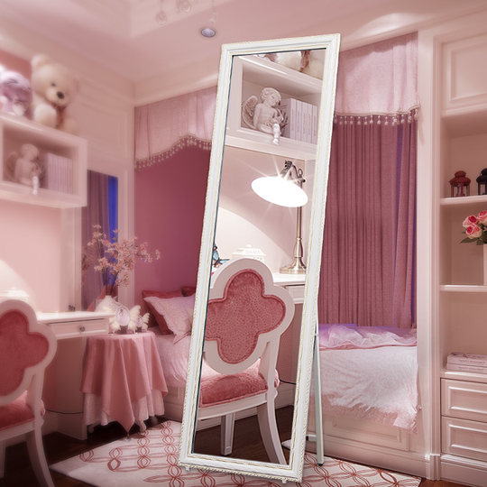 Solid Wood Full Body Mirror European Floor To Ceiling Mirror Simple Bedroom Home Dressing Mirror Clothing Store Student Dormitory Fitting Mirror