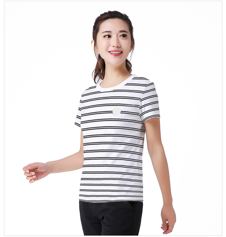 Anta sport T-shirt nữ 2019 hè chính thức trang web mới đan sọc giản dị ngắn cổ tròn T - Áo phông thể thao áo thun tập gym