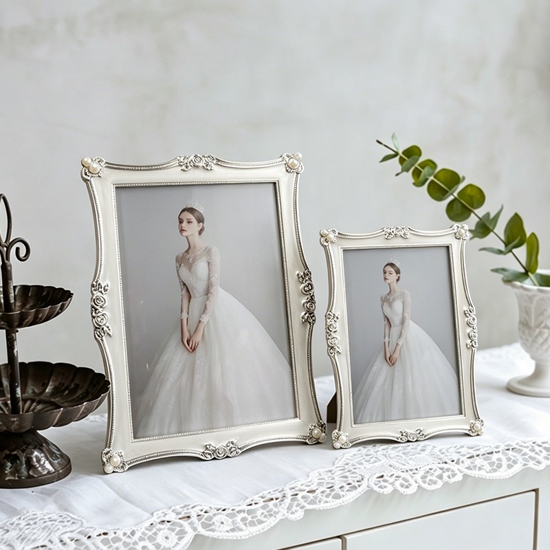 European-Style Photo Frame Display Stand 6inch 7inch Metal High-End Printed Photo Frame Empty Frame Couple Wedding Dress Desktop Decoration