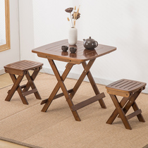 Folding table home dining table easy 4 people dining table stool combination portable learning table small square table