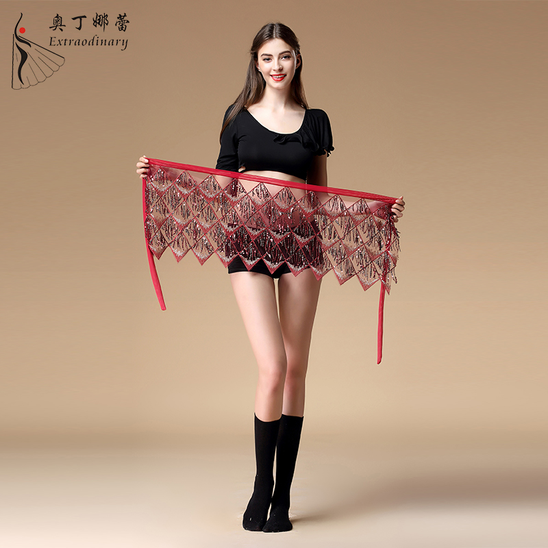 Belly dance hip towel new waist scarf tassel sequins oriental dance waist chain all-match belt beginner belly dance waist chain
