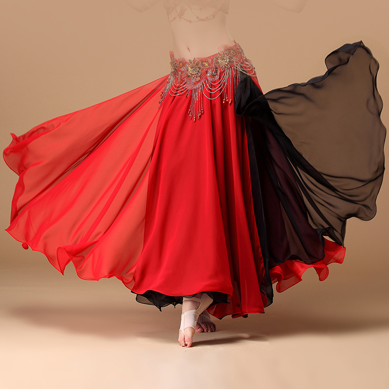 Belly dance lower body skirt big swing skirt bottoms summer dress North Korean dance ethnic style all-match show dance skirt curling