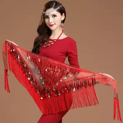 Sequin shawl belly dance waist rhinestone new tassel sexy hip towel skirt waist skirt Triangle Waist scarf
