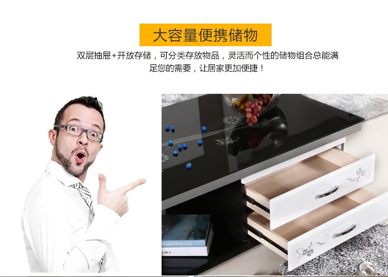 Phòng khách hiện đại đơn giản căn hộ nhỏ bàn cà phê kính cường lực sơn đỏ trắng 1.3m bàn trà bàn trà - Bàn trà bàn uống nước giá rẻ