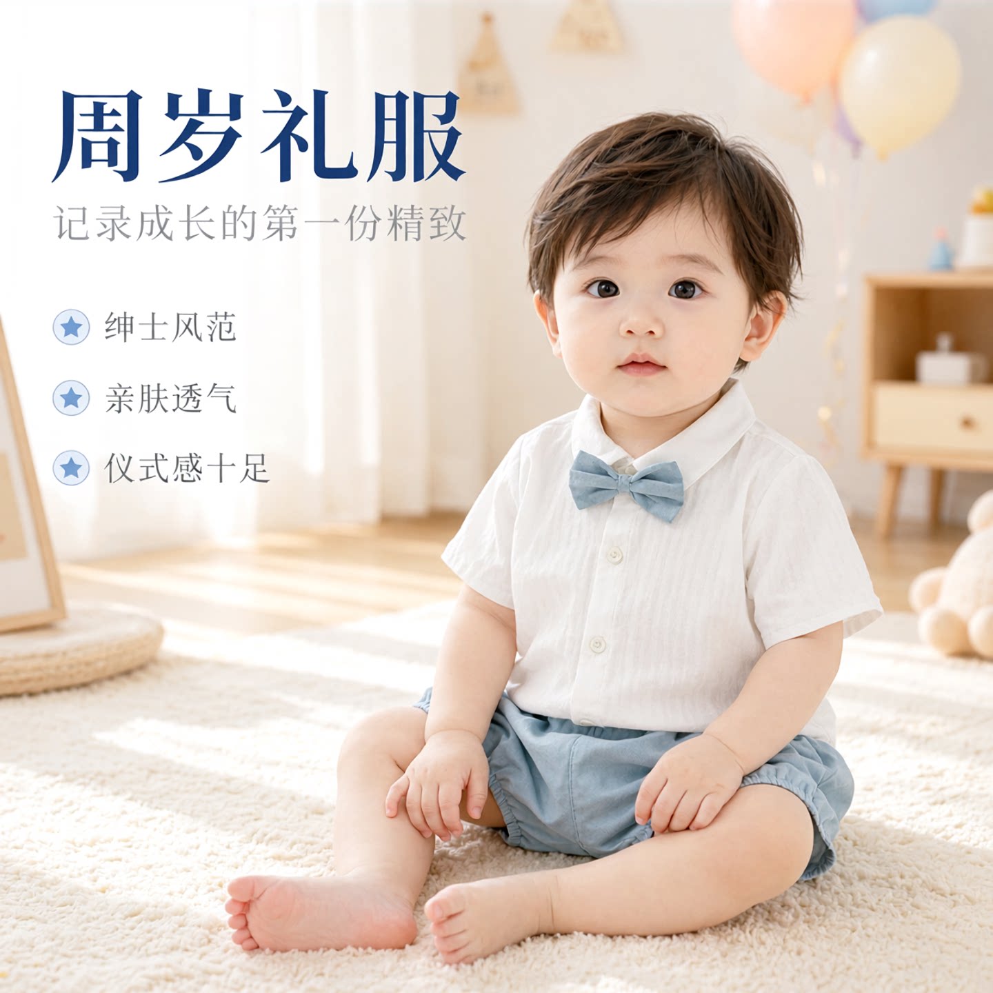 英伦男童夏装套装白色衬衫短裤两件套洋气休闲周岁礼服生日礼物薄 — 1