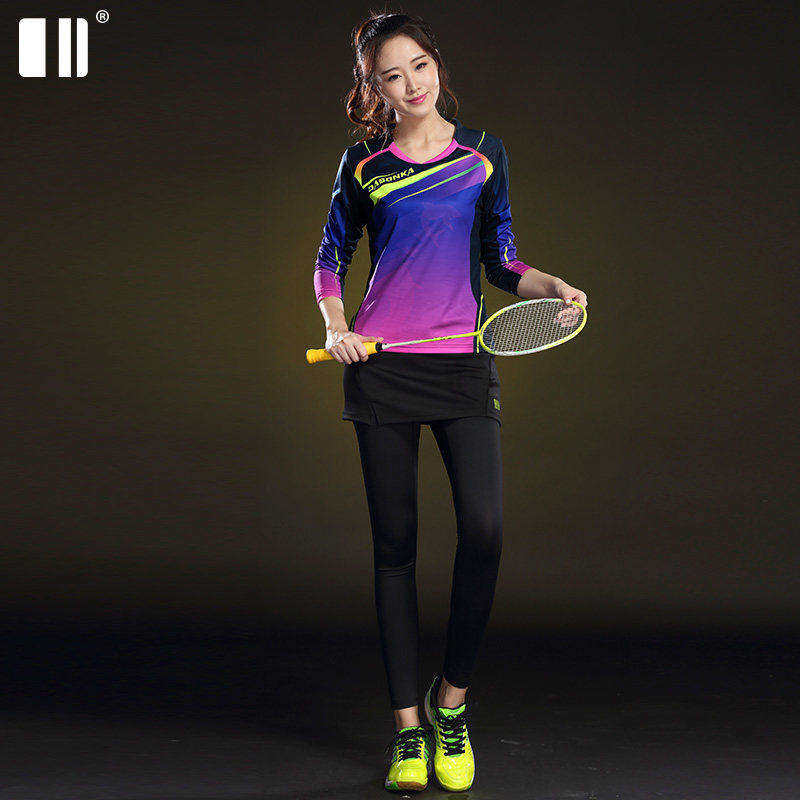 (Quick-drying type)Badminton suit suit Men's long-sleeved badminton suit sweat-absorbing badminton pants pants sports suit