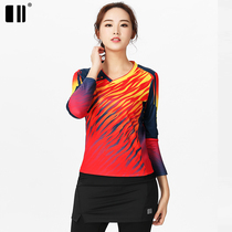 (Quick-drying type)single and double number autumn and winter new badminton suit long-sleeved womens tennis suit quick-drying T-shirt table tennis suit