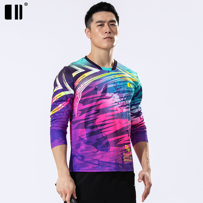 (Quick-drying type) 2020 autumn and winter new single and double badminton long-sleeved men's quick-drying top table tennis suit men