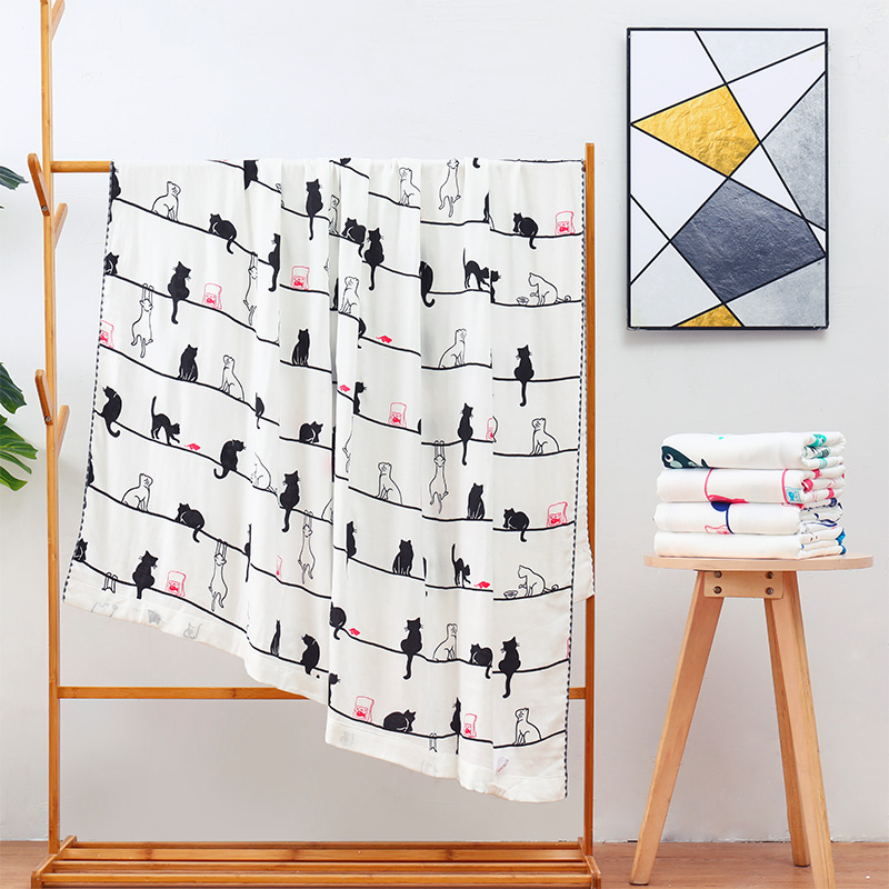 Blanket Baby bamboo fiber towel quilt Double single children's summer air conditioning quilt Thin nap ice silk blanket