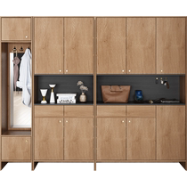 Nordic Minimalist Solid Wood Footwear Cabinet Home Doorway Provincial Space Large Capacity Lockers Living Room Leaning Against Wall High Cabinet Door Hall Cabinet