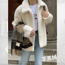 MSTOKYO2021 winter thick lamb wool coat cotton jacket temperament simple lapel coat warm cotton coat women