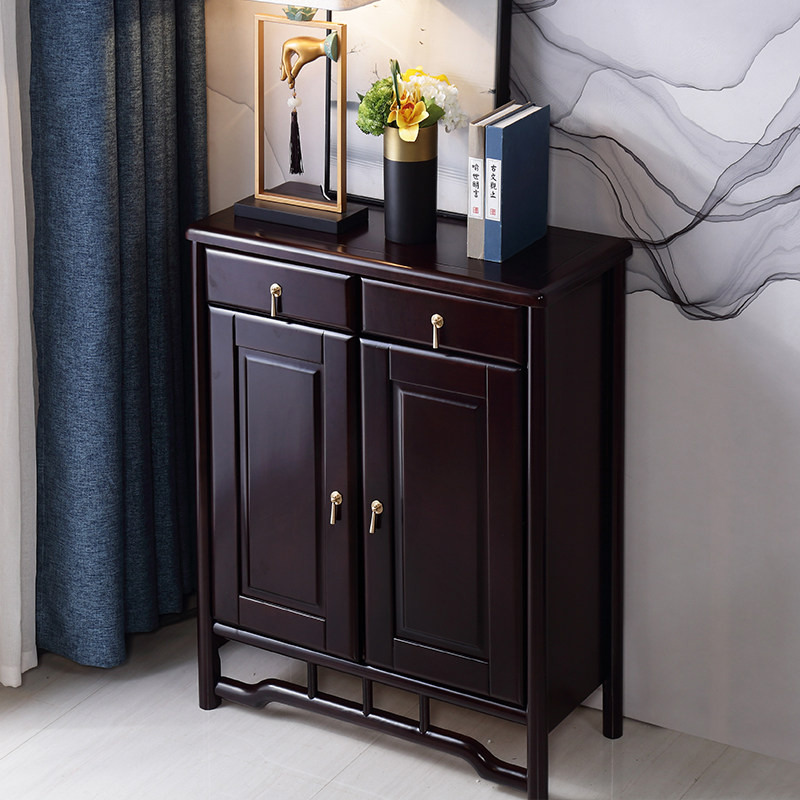 New Chinese Solid Wood Shoes Cabinet style Wooden Door Hall Cabinet Open 2 Doors Simple Shoe Rack Xuanguan Containing Shoes Closet