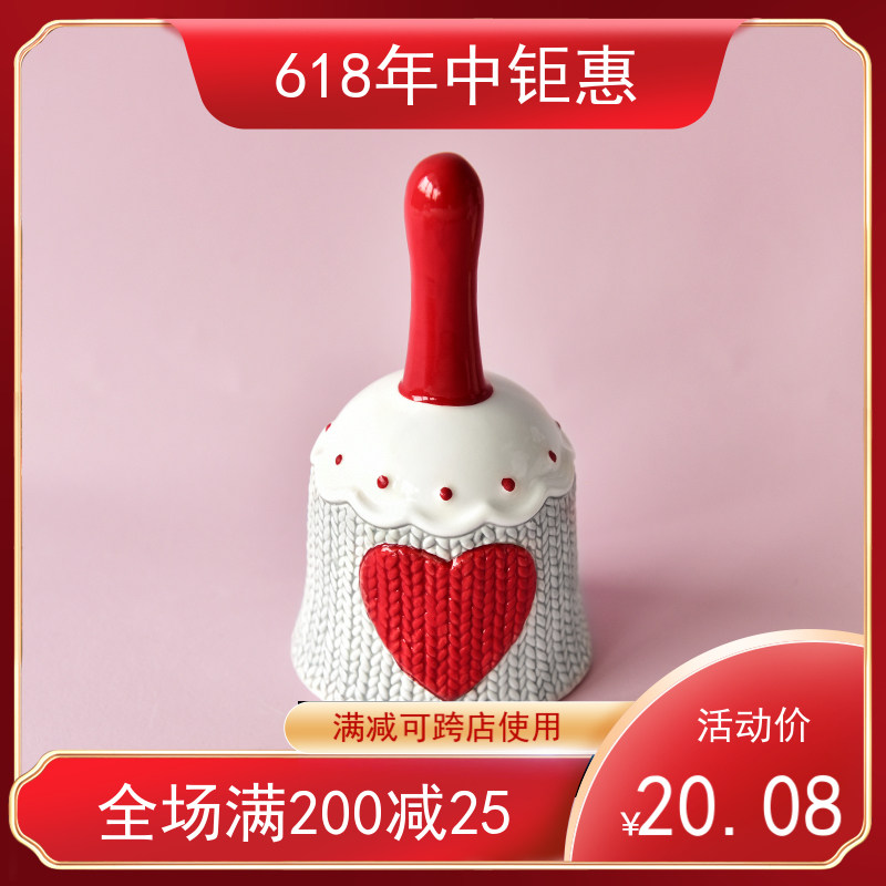 Handheld ceramic rocking bell retro creative clock pendulum ornament Pets trainer Dining Bell Relief Loving Cute Bell