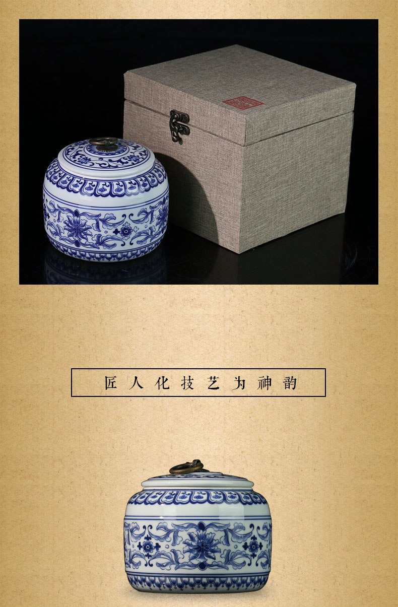 Jing DE auspicious esteeming harmony, pure manual caddy fixings jingdezhen porcelain store receives household business gifts ceramic tea pot