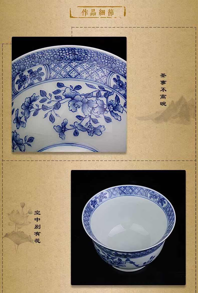 And auspicious all hand jingdezhen tea cups cup sample tea cup blue And white porcelain bowl with floral cup