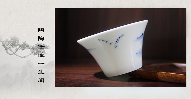 Beijing 's older and auspicious hand - made manual landscape water chestnut cups of jingdezhen ceramic masters cup sample tea cup tea cups